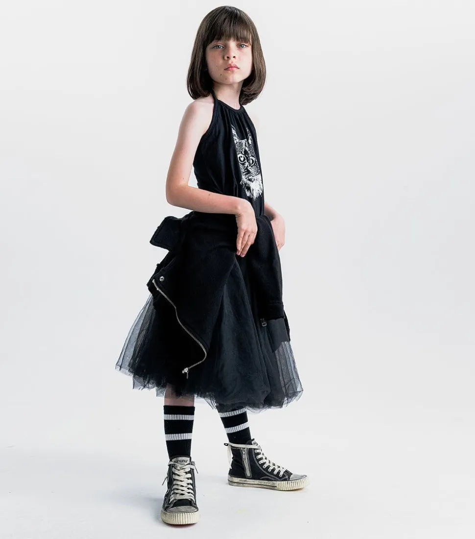 NUNUNU Cool Cat Collar Dress Cheap