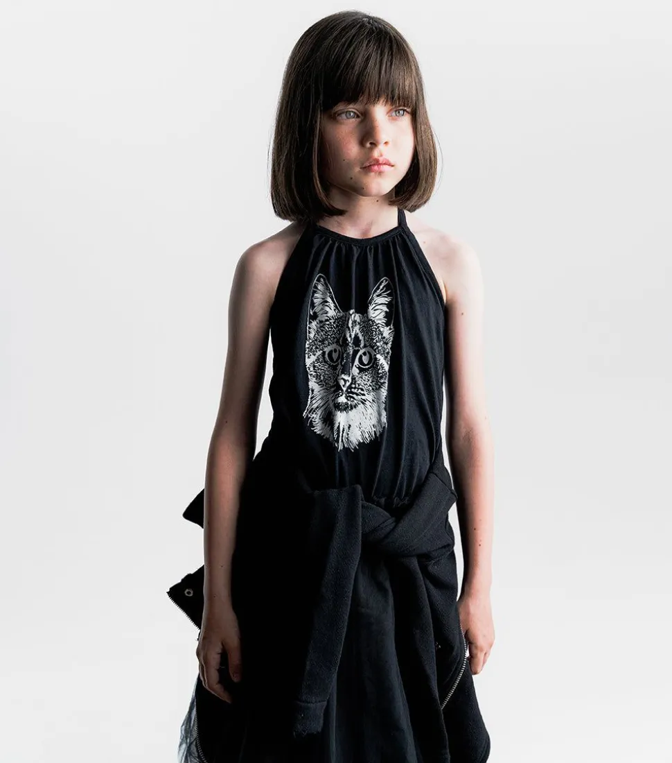 NUNUNU Cool Cat Collar Dress Cheap