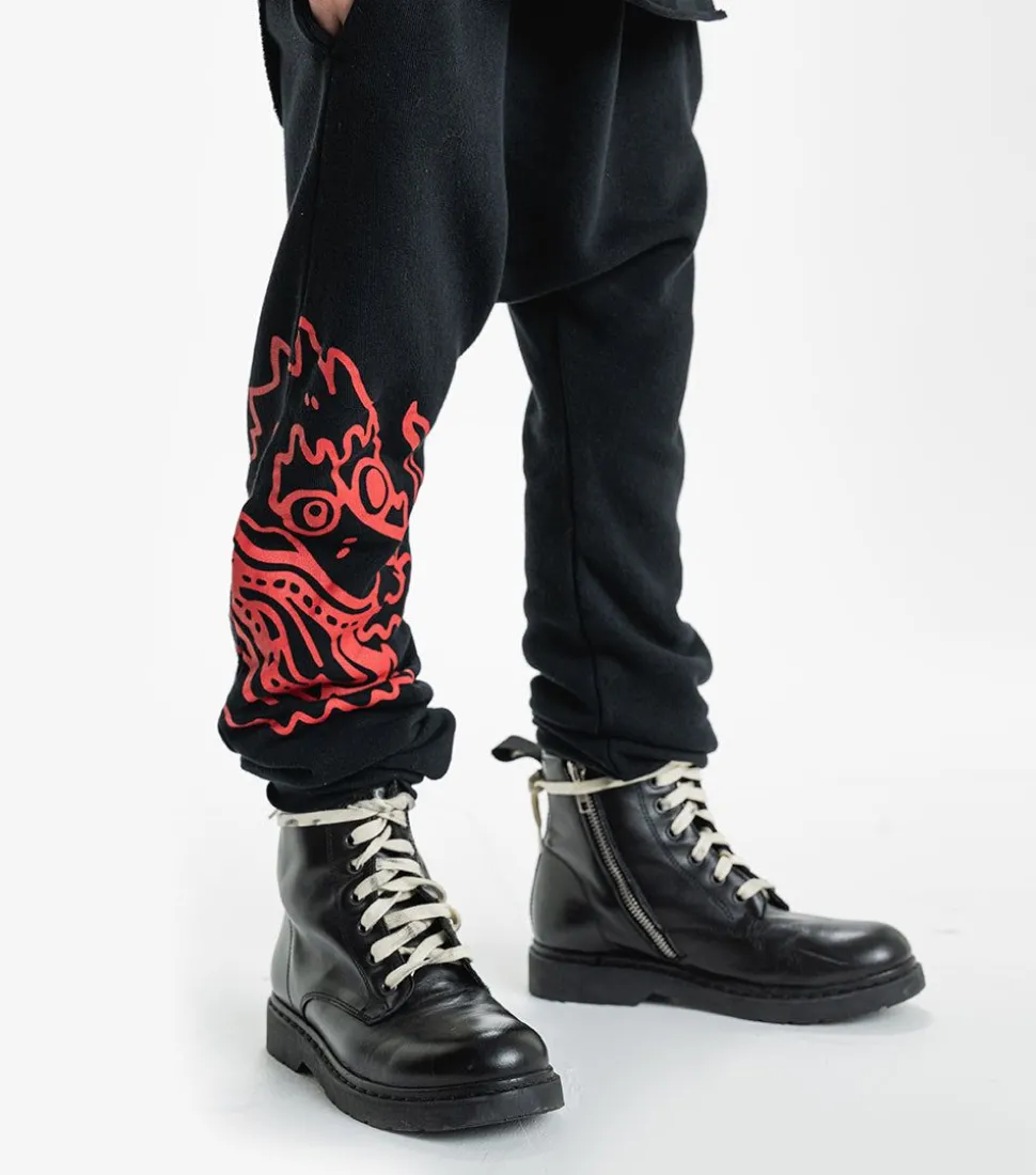 NUNUNU French Terry Dragon Baggy Pants Cheap