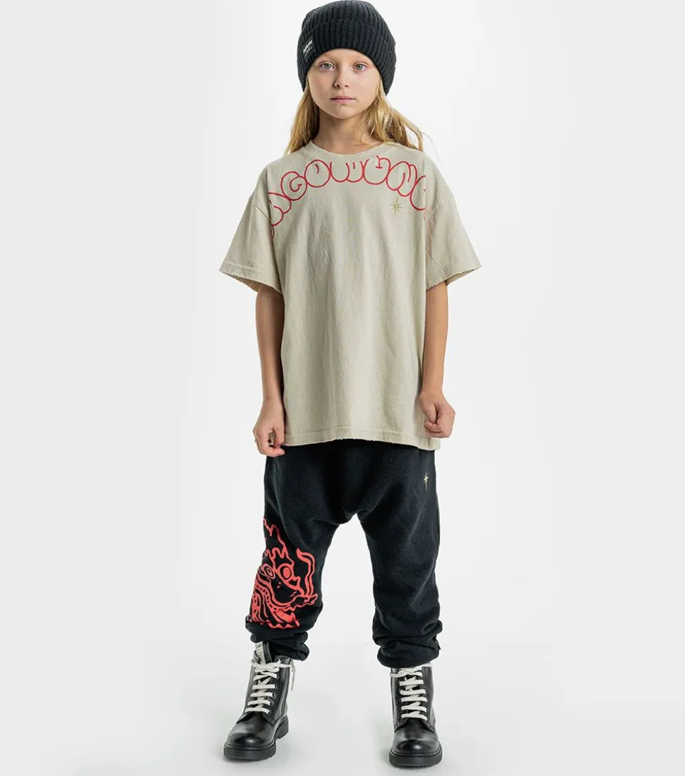 NUNUNU French Terry Dragon Baggy Pants Cheap
