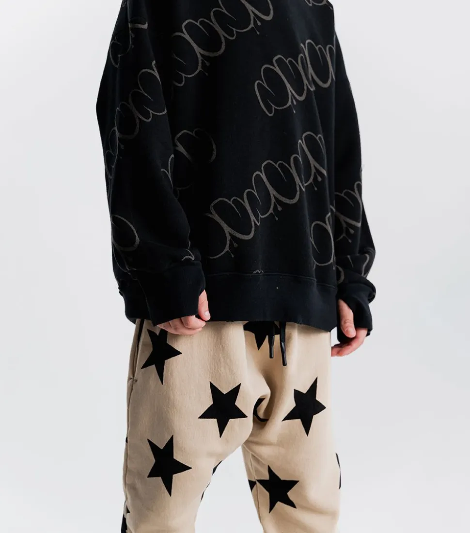 NUNUNU French Terry Star Baggy Pants Clearance