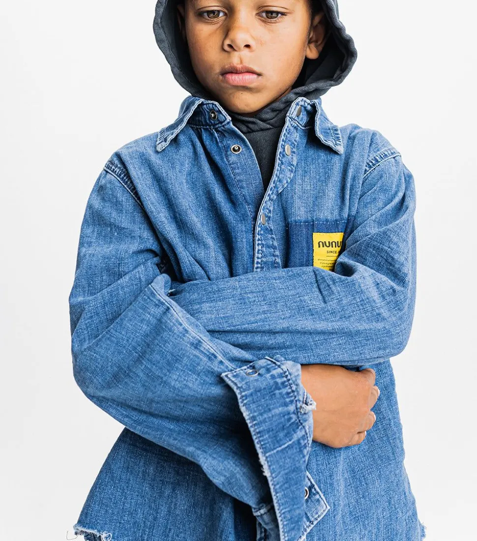NUNUNU Light Denim Shirt Fashion
