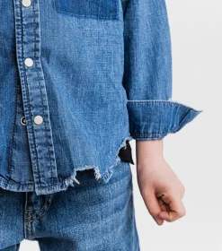 NUNUNU Light Denim Shirt Fashion