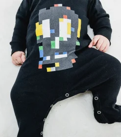 NUNUNU Pixel Skull Footed Overall Best Sale