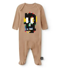 NUNUNU Pixel Skull Footed Overall Cheap