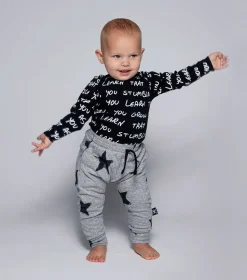 NUNUNU Soft Faded Star Baggy Pants Fashion