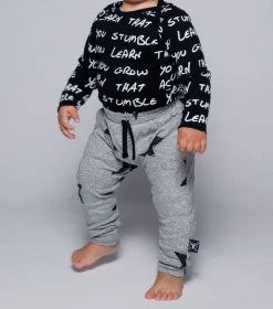 NUNUNU Soft Faded Star Baggy Pants Fashion