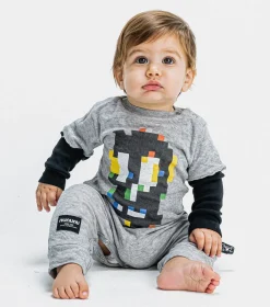 NUNUNU Soft Pixel Skull Overall Fashion